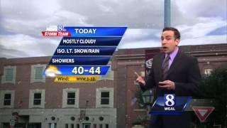 Flurries today; Widespread, light snow tomorrow