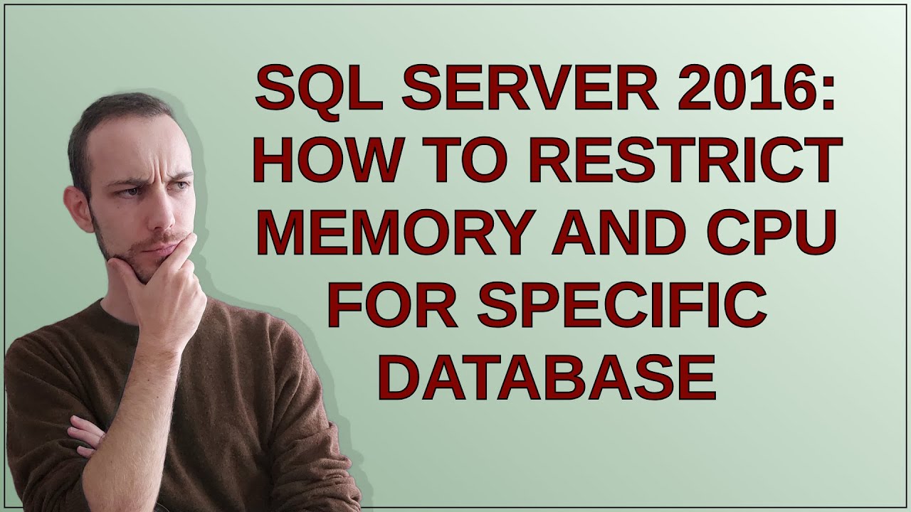 Dba: SQL Server 2016: How to restrict memory and CPU for specific ...