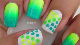 neon nail unas nails designs puntos decoracion dots bright colors yellow colorful degrade ombre long cute summer colored cool