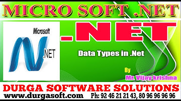 .Net Tutorial || .Net | Data Types in .Net  by Vijay Krishna