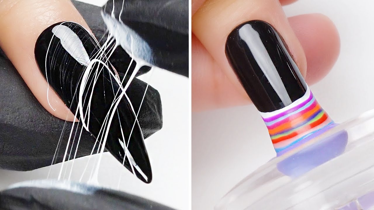 Elegant Sheer Black Nails, DIY Nail Art - YouTube