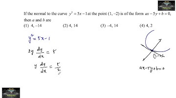 If the normal to the curve y^2=5x-1 at the point (1,-2) is of the form ax-5y+b=0 then a and b are /