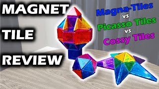 Magnet Tile Toy Review  MagnaTiles vs Picasso Tiles vs Cossy Tiles Comparison