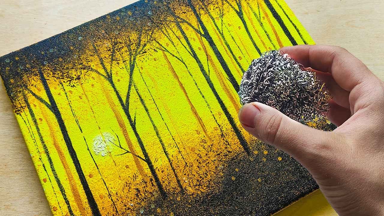 Painting Deep Woods / Easy Acrylic Painting Technique / Drawing Forest ...
