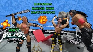 ROMAN VS SETH VS THE ROCK | EXPLODING BARBED WIRE DEATHMATCH | WRESTLEMANIA ACTION FIGURE MATCH |