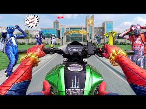 RICH 9 Spider-Man Bros in School ALL Story Season 2 ( 3 Hours Action POV )