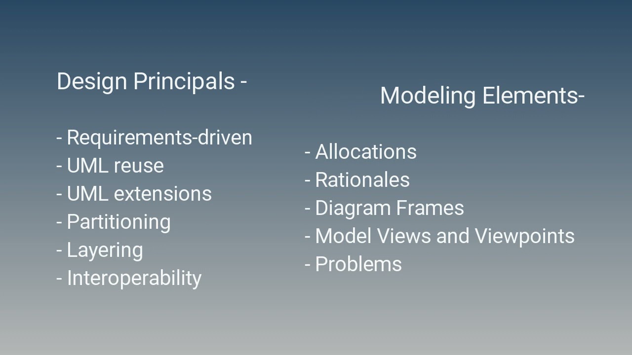 SysML Tutorial, SysML Modeling Language