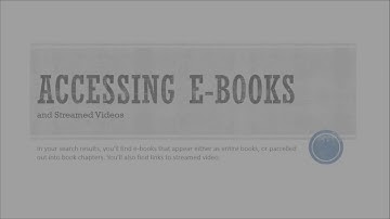 Finding - Accessing E-Books and Streamed Video