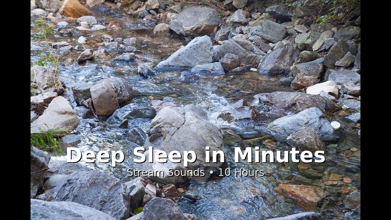 Gentle Stream Sounds for Deep Sleep (10 Hours) | Black Screen After 1:18:00