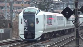 E259系 マリンエクスプレス  ＆185系A3編成 白幕 大船駅通過