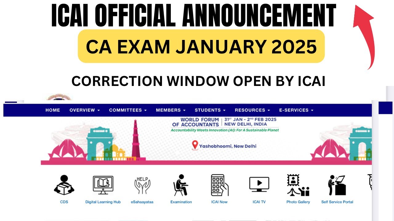 ICAI Correction window open CA Exam January 2025 Exams - YouTube