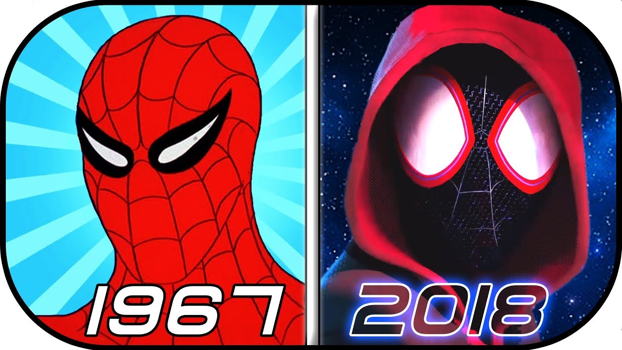EVOLUTION of SPIDERMAN in Cartoons (1967-2018) History of Animated  Spider-man Into the Spider-Verse - YouTube