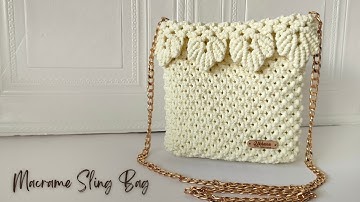 Macrame Sling Bag Tutorial with Leaf Pattern | Bolsa de macrame