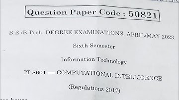 Computational intelligence Previous year question paper regulation 2017 Explanation in Tamil