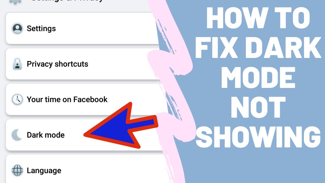How to fix Facebook dark mode not showing. How to fix the missing dark ...
