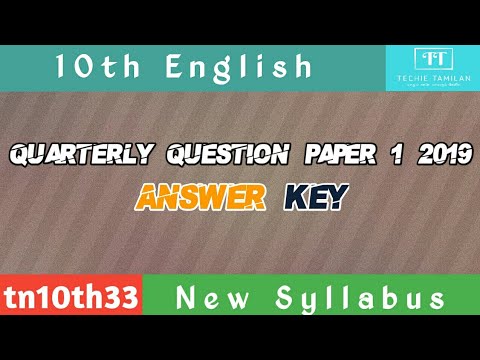 10th English Quarterly Question Paper 1 Answer Keys | 2019 To 2020