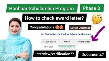 Honhaar Scholarship 2025  | Award letter | Interview/verification @UGProton