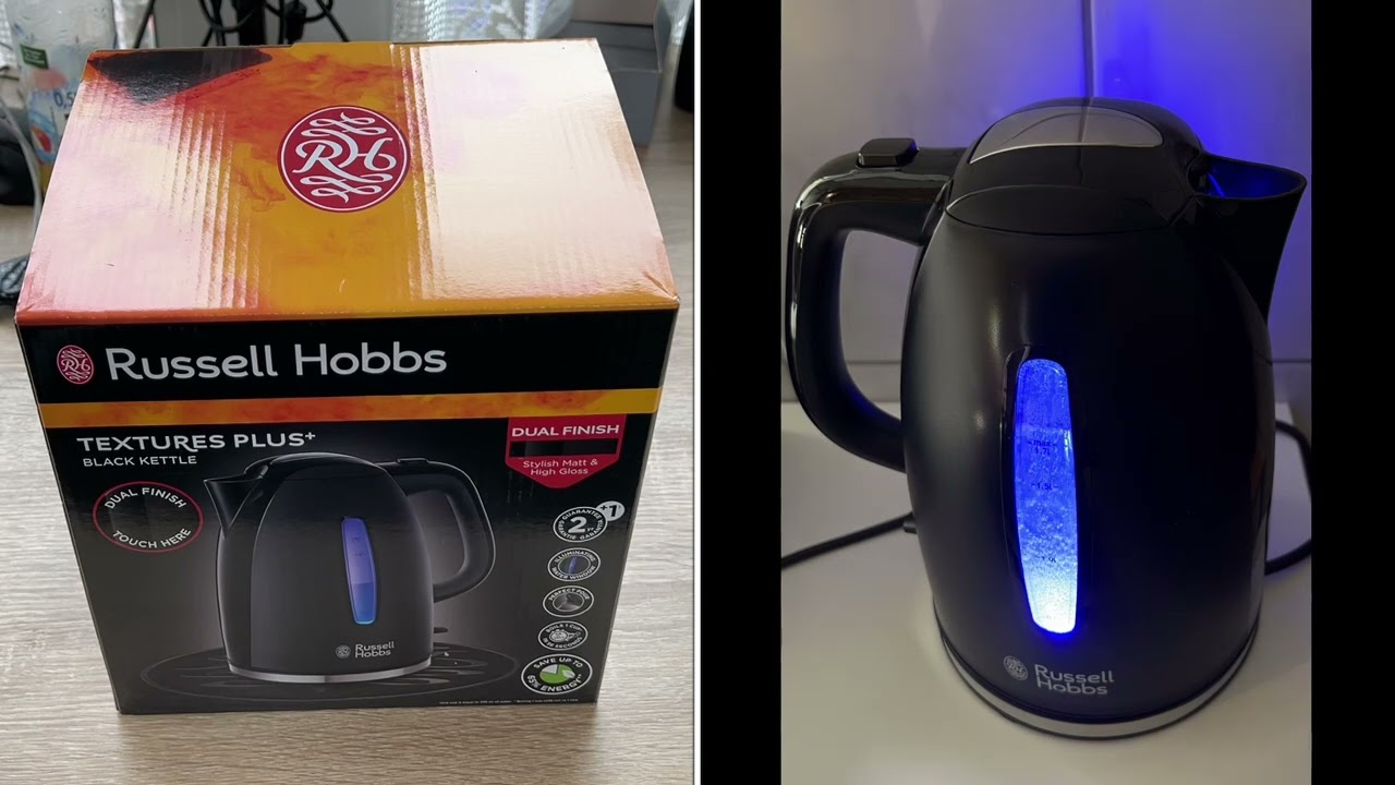 Russell Hobbs Textures Plastic Kettle 1.7 L 3000W - Black [Energy