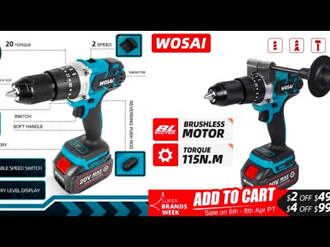 Бесщеточная аккумуляторная дрель WOSAI 20V WS-MD13 Brushless cordless drill #wosai #vvosai