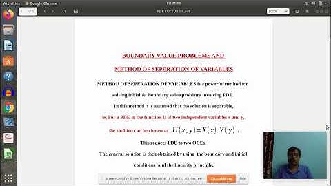 Lecture 6- Solution of PDEs by method of Seperation of Variables