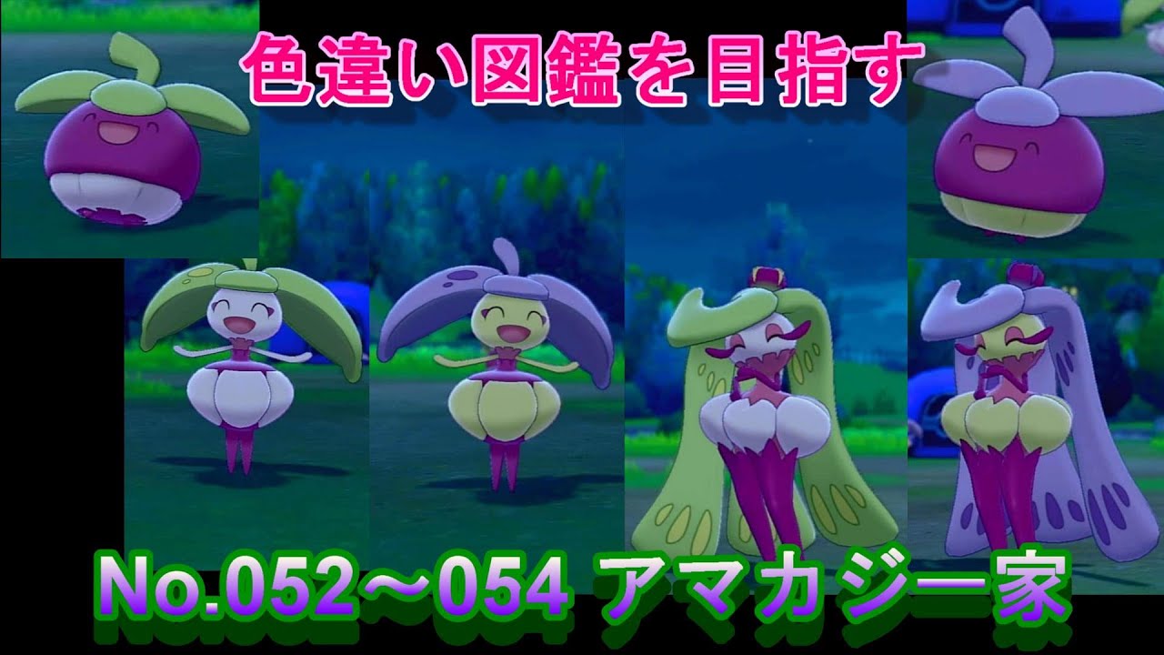 色違い図鑑 No052 054 アマカジ一家の場合 ポケモン剣盾 Youtube