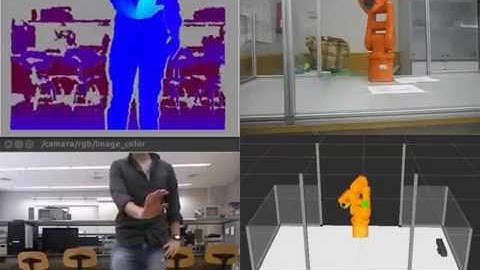 Robotic Arm (ABB IRB 120) moves following the hand position