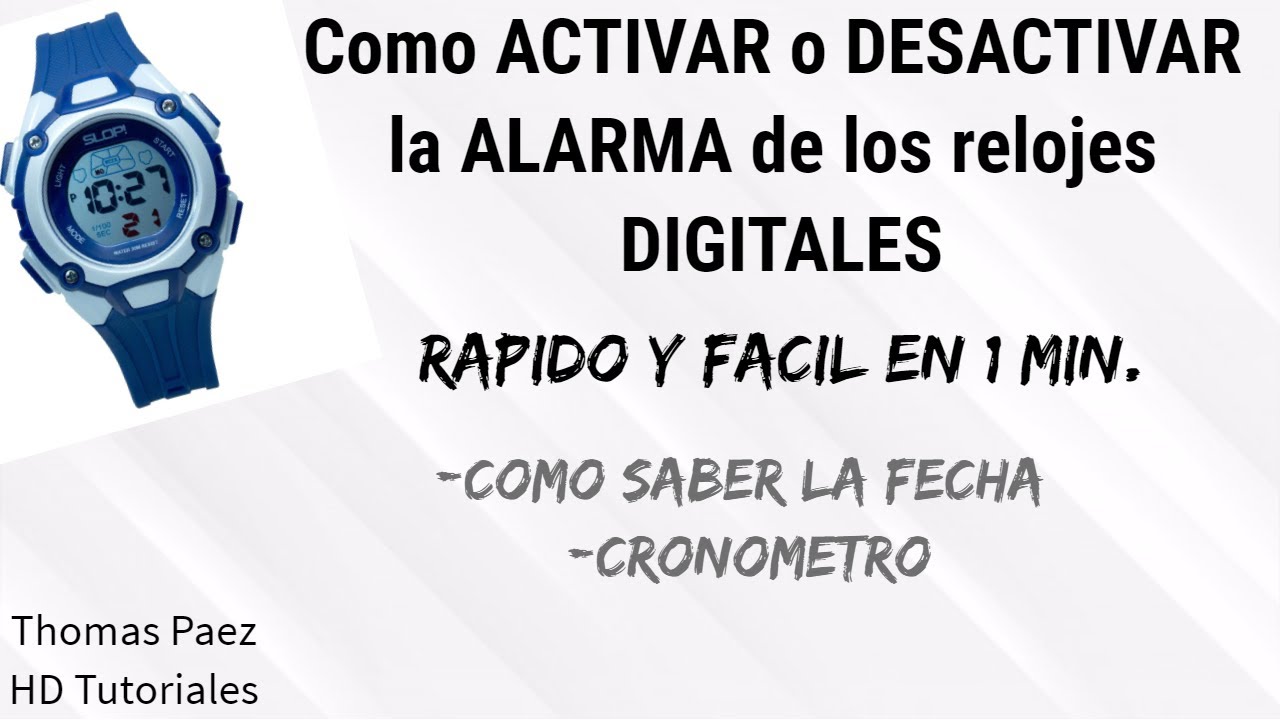 Como activar o desactivar la alarma del reloj digital pulsera - YouTube