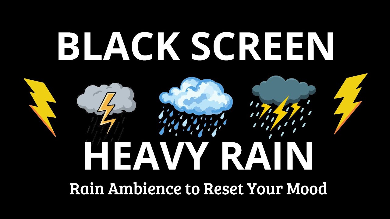 Heavy Rain and Midnight Thunderstorm for Sleep | BLACK SCREEN Deep Night Audio