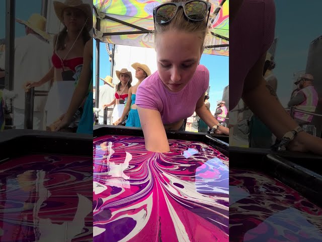 Pink Purple and White Body Marbling Body Paint Dip by BLVisuals @ Beach It Festival 2023 (9) class=