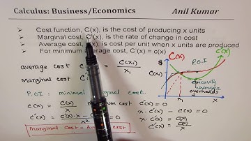 Cost Marginal and Average Cost Business Economics Calculus Applications