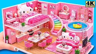 🎀💖 Build Lovely Pink Hello Kitty Barbie House with Bunk Bed & Mini Pool ❤️ | DIY Miniature House