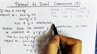 Lec-16 Primal to dual conversion || Operation Research ||In Hindi || part ll