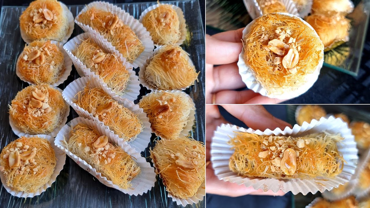 Gâteau aux cheveux d'ange kadayif fourrés aux cacahuètes