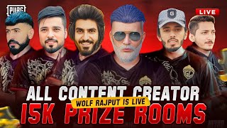 ALL CONTENT CREATOR CUSTOM ROOM😍💸|| WOLF RAJPUT IS LIVE PUBG MOBILE