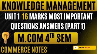 Knowledge Management Unit 1 16 Marks Most Important Questions Answers (Part 1) | M.Com 4th Sem | PU