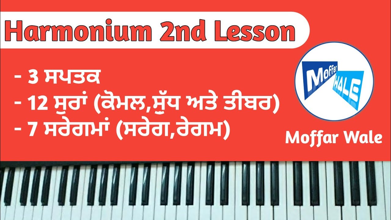 Harmonium 2nd Lesson Basic information.3 ਸਪਤਕ,12 ਸਵਰ (ਕੋਮਲ, ਸ਼ੁੱਧ ਅਤੇ