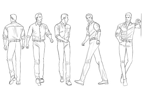 Male Figure Templates for Fashion Illustrations Croquis With 5 Different Male  Poses for Drawing Men's Fashionable Garments - Etsy