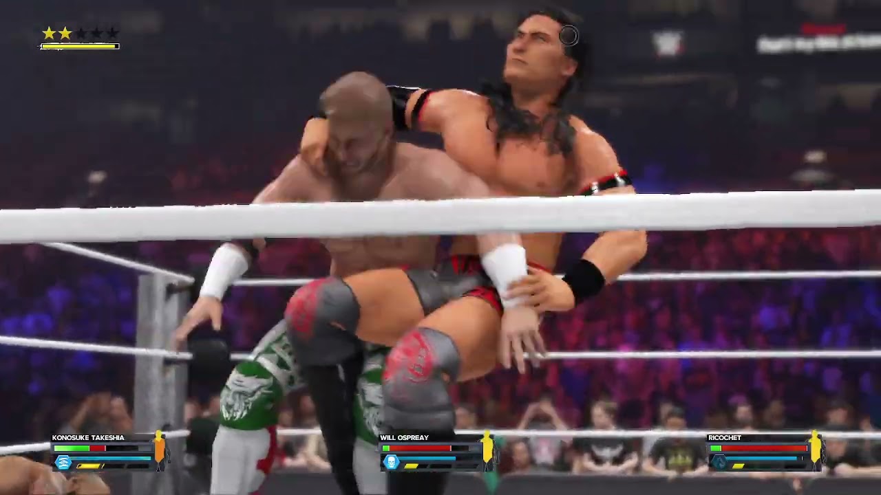 wwe 2k24 will ospreay vs ricochet vs konosuke takeshia