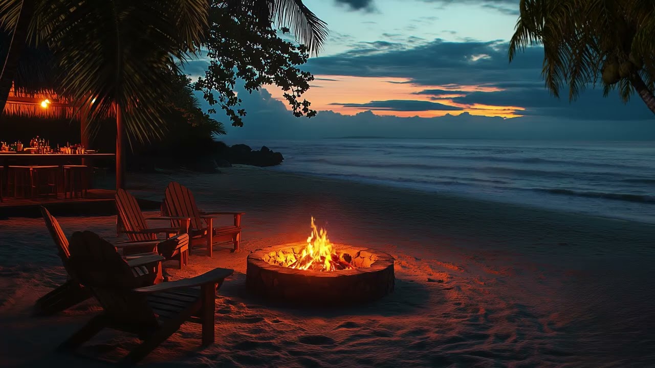Relax with Sounds of Ocean and Fire 🌊🔥 Quiet Coastal Retreat, Rolling Waves