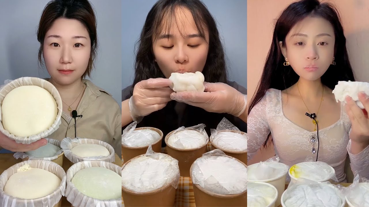 ASMR Mukbang | Eating White Soft Mochi Cake 🍰🤍 | No Talking