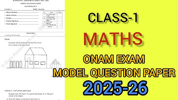 CLASS-1/MATHS /ONAM EXAM MODEL QUESTION PAPER 2025 #STUDY TIME 🥰
