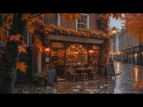 Rainy Autumn Café ☕🌧️ Smooth Jazz & Rain Sounds to Melt Away Stress and Help You Sleep