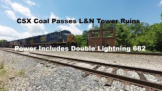 Empty CSX Monster Coal Train Passes the L&N Tower - 712, 3131, 682, 863 - 2015