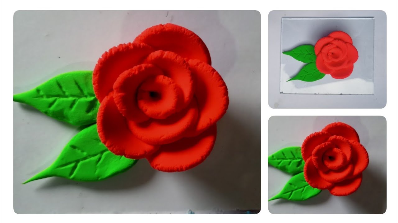 Red Clay Roses how to make clay red rose flower|| clay se rose kese banaye - YouTube