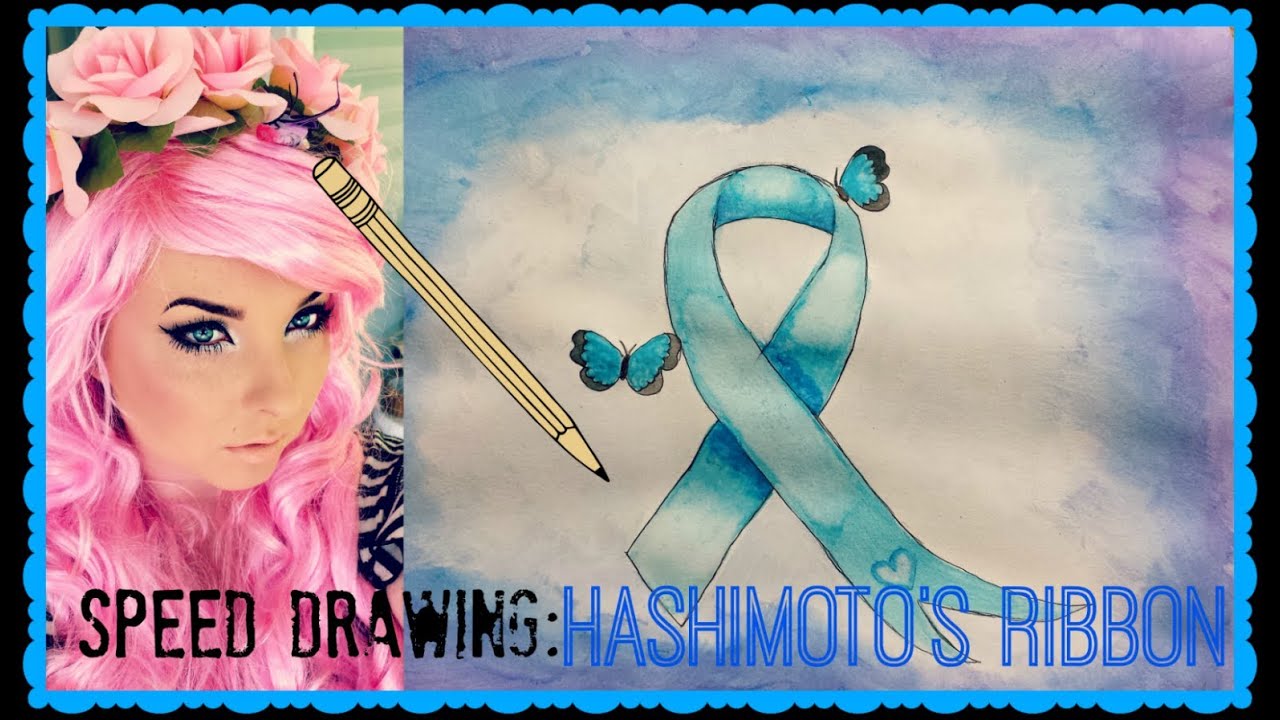 Speed Drawing/Painting: Hashimoto's Awareness Ribbon - YouTube