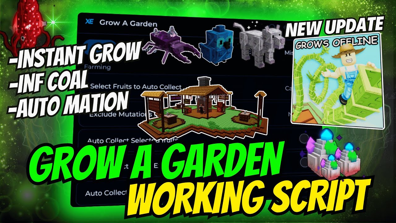 NEW Grow a Garden Script | INSTANT GROW + INFINITE COAL + AUTO SUBMIT ...