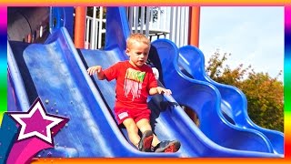 Max Playing at 3 Kids Playgrounds in one Park Fun Video For Children with Cute Boy Max Life Bambini(Maxim went to play at a new park, which has 3 kids playgrounds, fresh pond along with a nice fountain. Adorable Max will play, test new slides, swings, climb on ..., 2016-12-27T18:37:23.000Z)