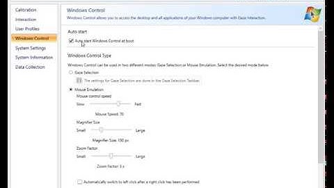 Overview of gaze interaction settings (I12+ and I15+)