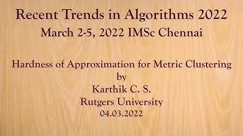 Hardness of Approximation for Metric Clustering by Karthik C. S.