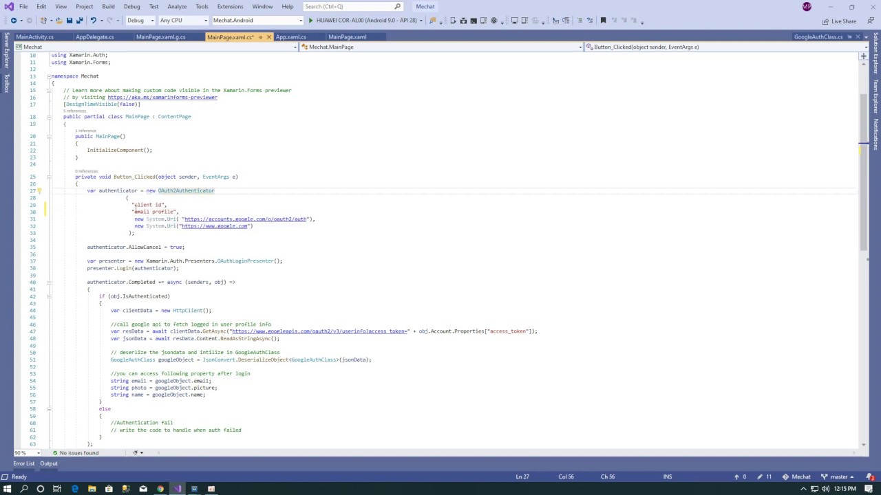 Login with google in Xamarin.Forms YouTube